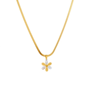 Naszyjnik biało złota stokrotka daisy gold – zdjęcie 6